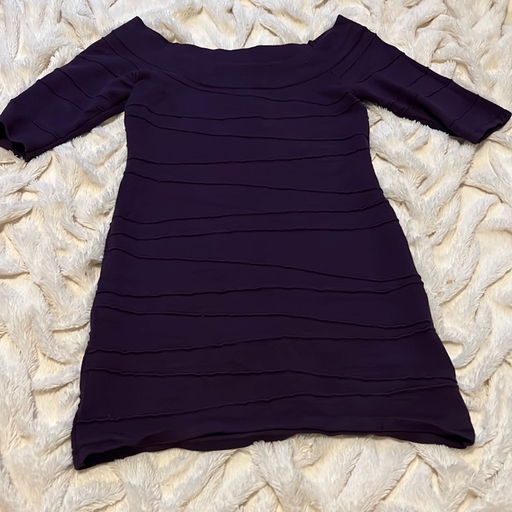 Women’s boat neck bandage purple dress